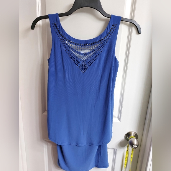 NWT Women's Laundry by Shelli Segal royal blue beaded and jet rhinestones Dresd - Picture 1 of 11